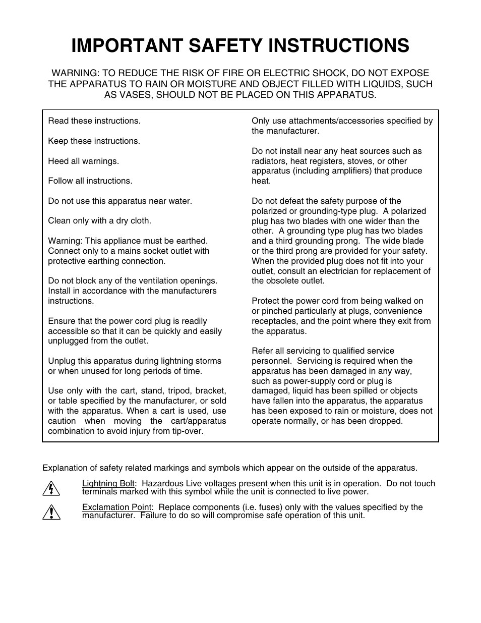 Important safety instructions | Biamp LTR User Manual | Page 3 / 18