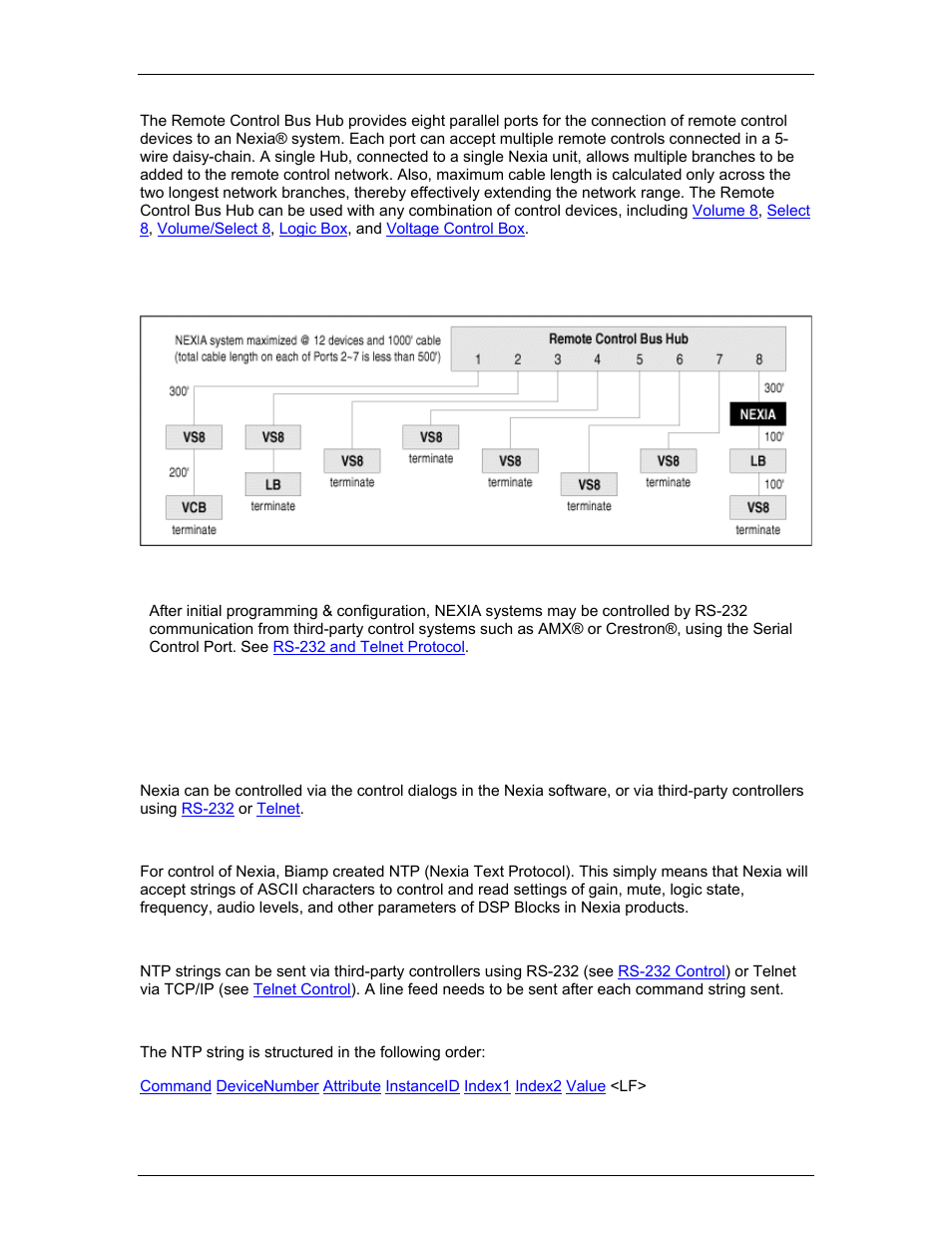 Third-party control, Rs-232 and telnet protocol, Overview | Controlled by, Rs-232 or telnet, Comm, Rs-232/telnet, 232/telnet, But does not in | Biamp A4 User Manual | Page 179 / 217