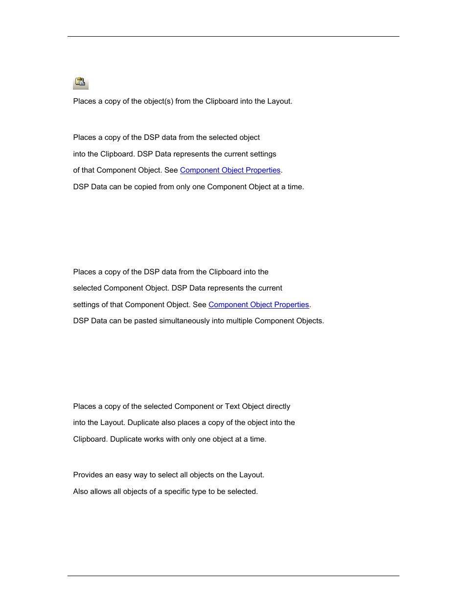 Paste, Copy dsp data, Paste dsp data | Duplicate, Select all | Biamp A4 User Manual | Page 65 / 217