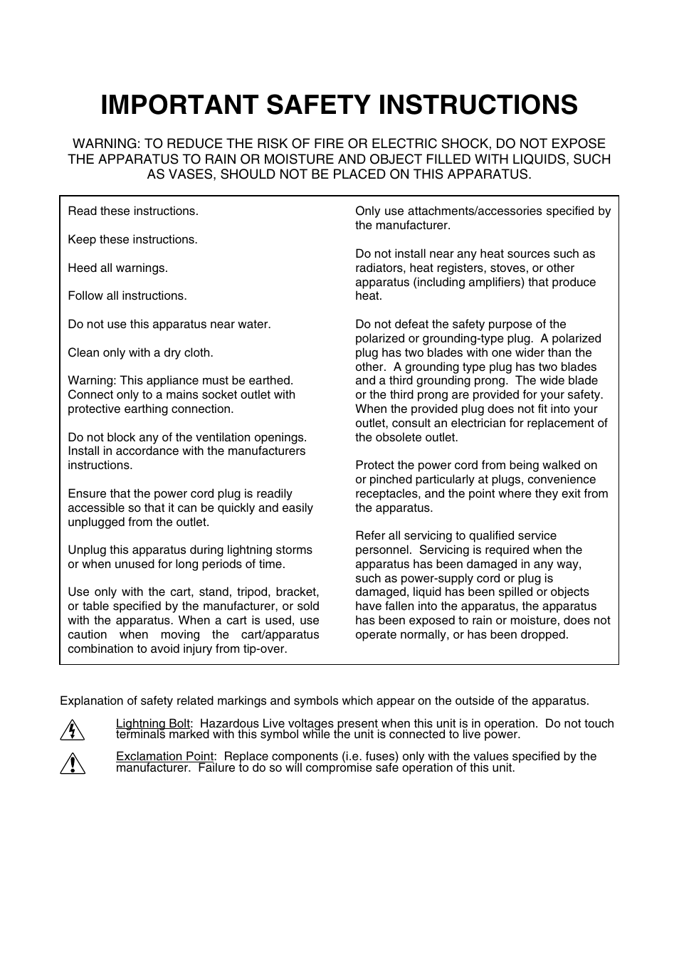 Important safety instructions | Biamp A4 User Manual | Page 3 / 18