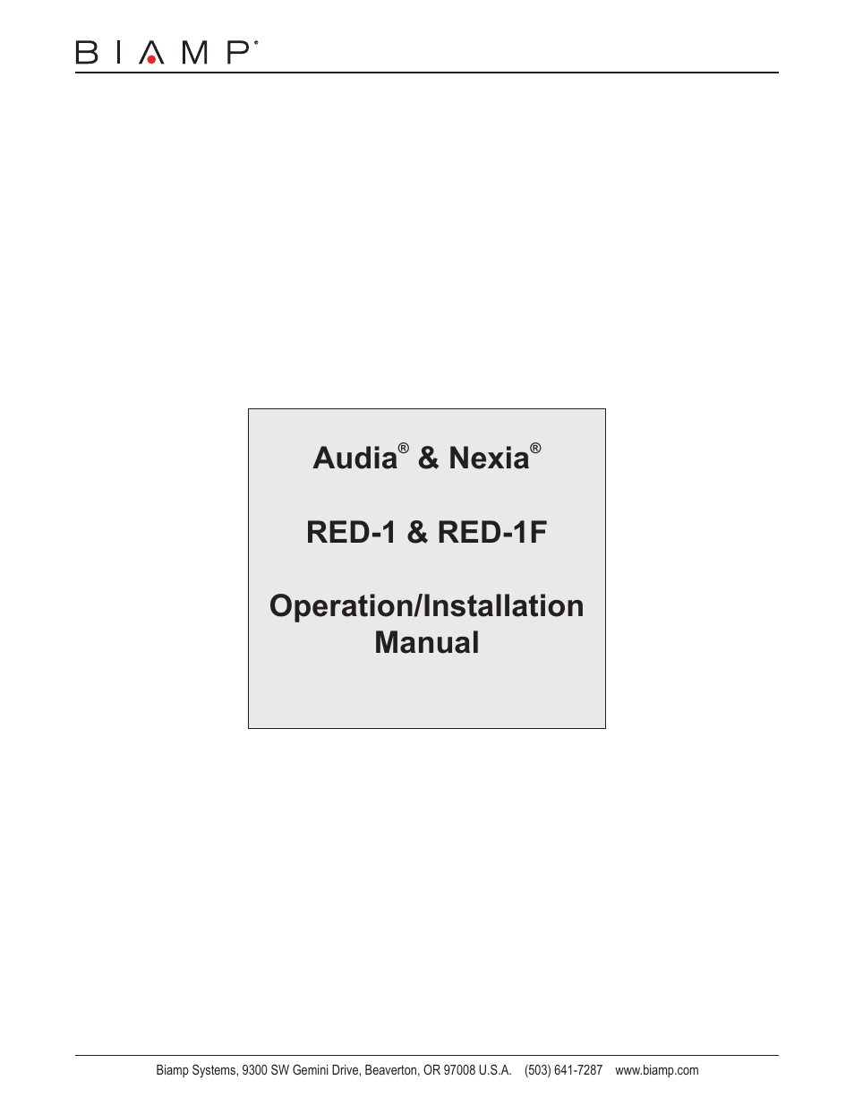 Biamp RED-1 User Manual | 16 pages