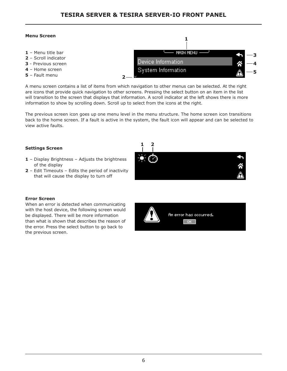 Tesira server & tesira server-io front panel | Biamp SERVER-IO User Manual | Page 6 / 15