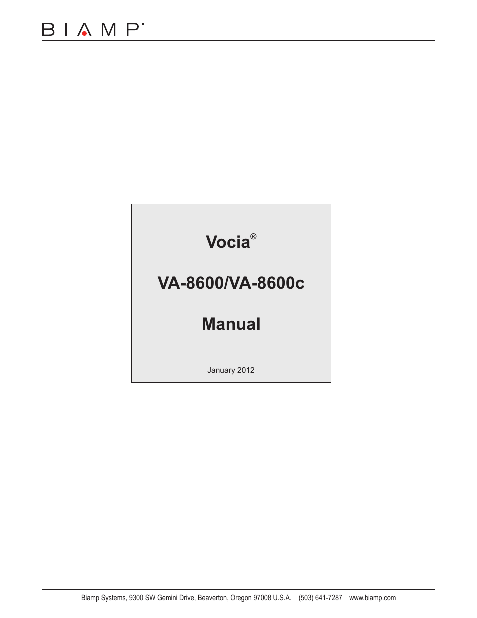 Biamp VA-8600c User Manual | 17 pages