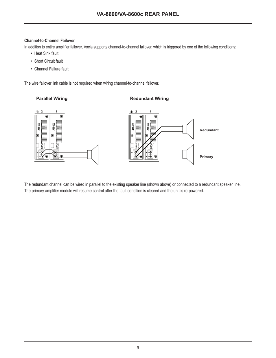 Redundant wiring parallel wiring | Biamp VA-8600c User Manual | Page 10 / 17