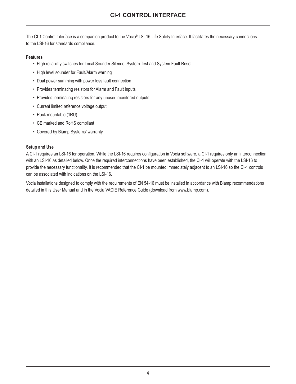 Biamp CI-1 User Manual | Page 4 / 12