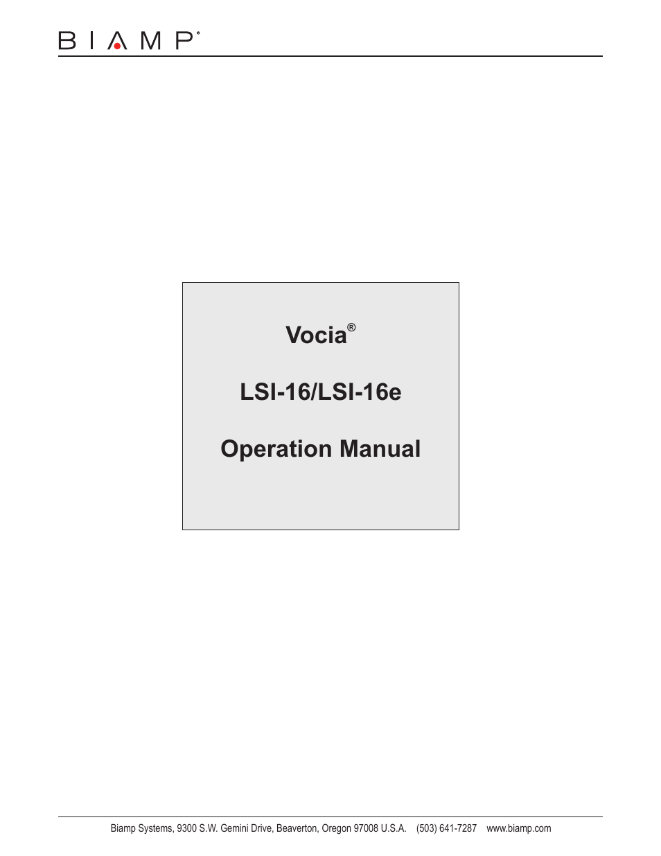 Biamp LSI-16e User Manual | 20 pages