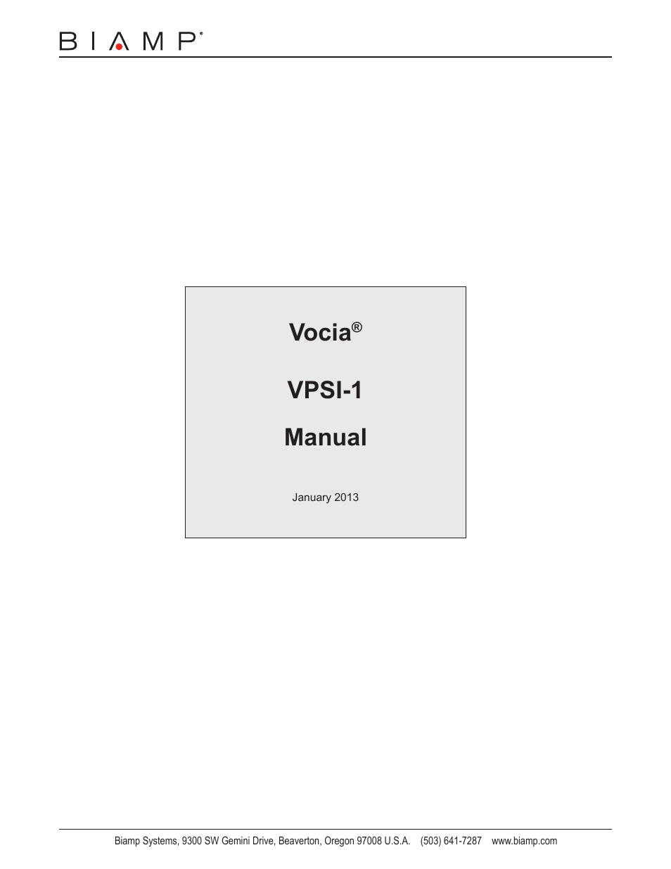 Biamp VPSI-1 User Manual | 13 pages