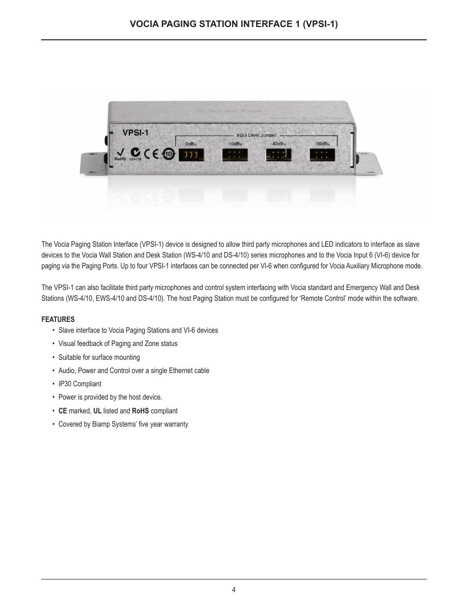 Biamp VPSI-1 User Manual | Page 4 / 13