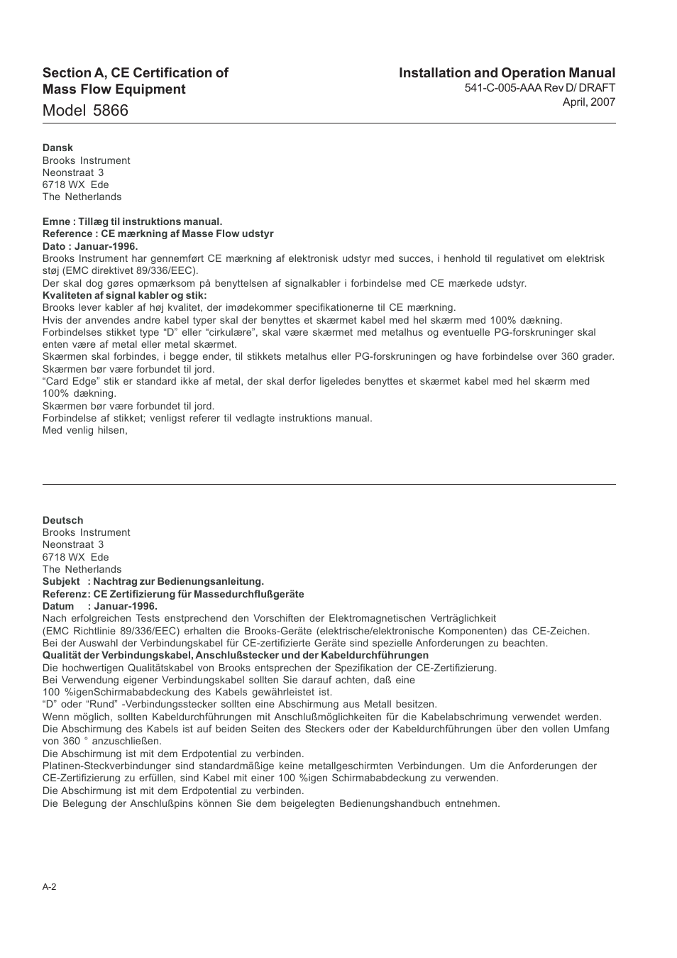Model 5866 | Brooks Instrument 5866M User Manual | Page 51 / 65