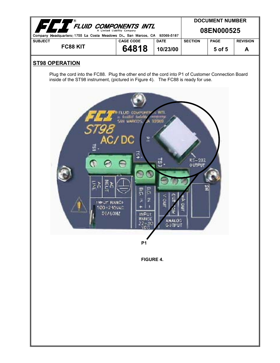 St98 operation | Fluid Components International FC88 KIT User Manual | Page 5 / 5
