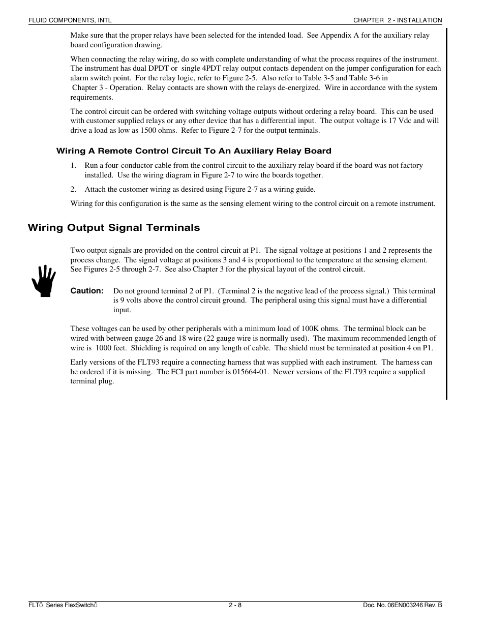 Wiring output signal terminals | Fluid Components International FLT Series User Manual | Page 18 / 65