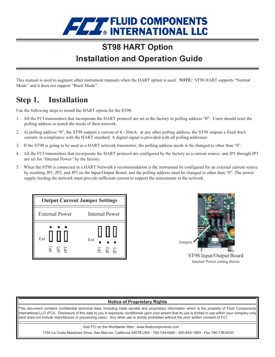 Fluid Components International ST98 HART Option User Manual | 4 pages