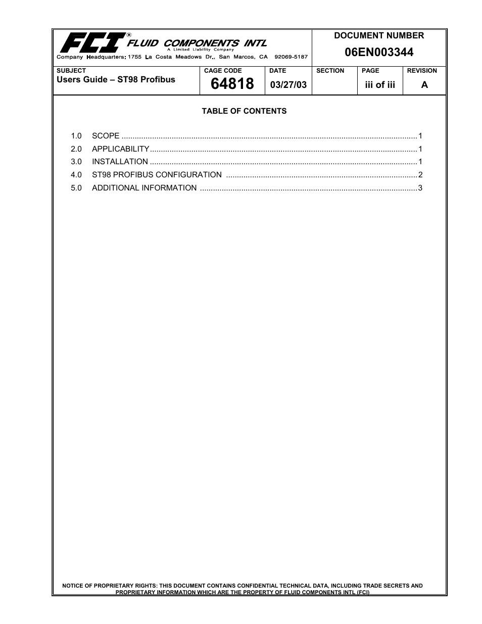 Fluid Components International ST98 Profibus C101-U Module User Manual | Page 3 / 6