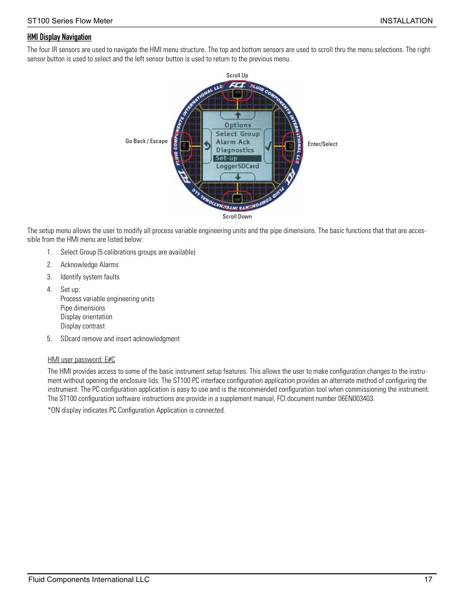 Hmi display navigation | Fluid Components International ST100 Series User Manual | Page 21 / 64
