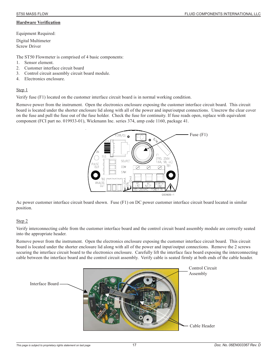 Hardware verification | Fluid Components International ST50 User Manual | Page 17 / 36