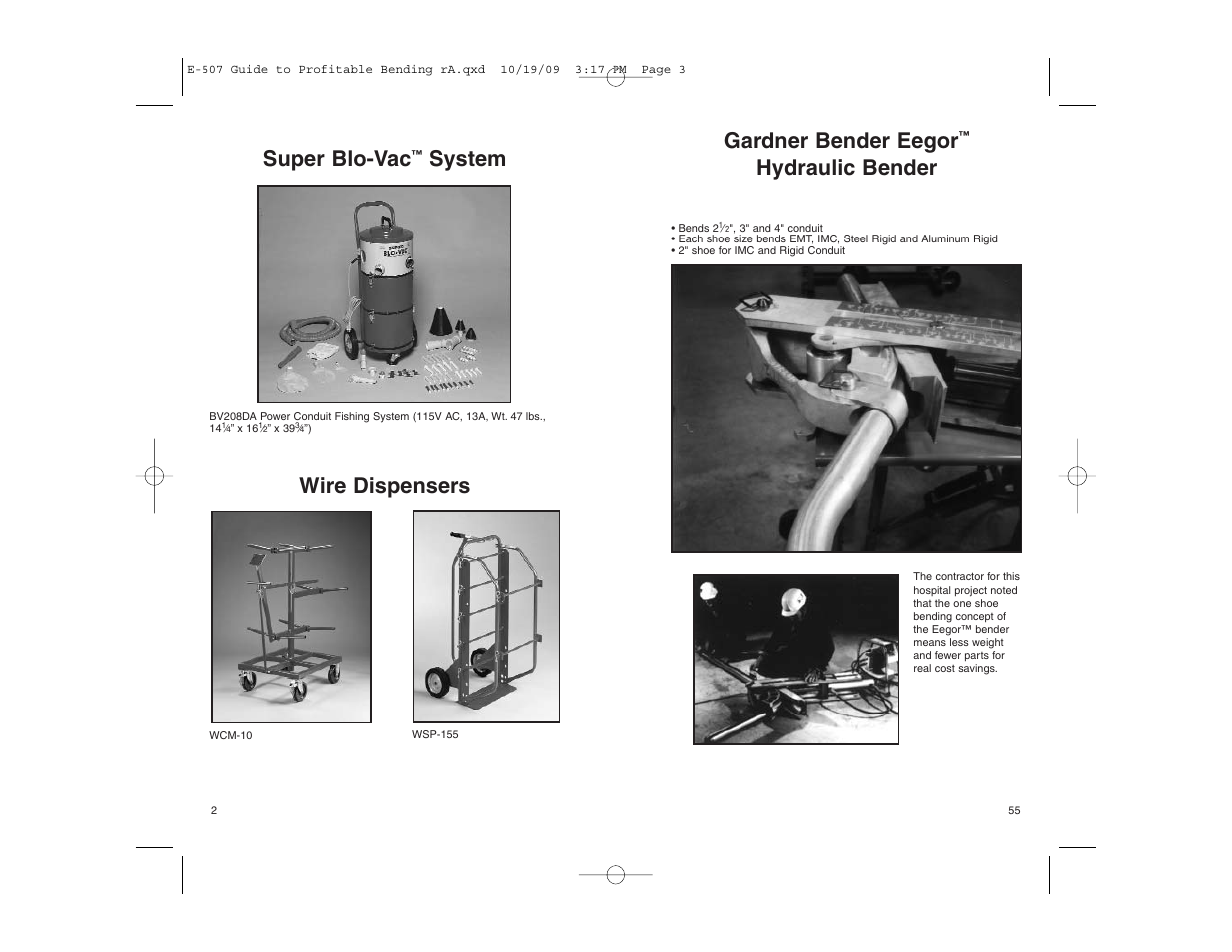 Gardner bender eegor, Hydraulic bender, Super blo-vac | System, Wire dispensers | Gardner Bender Guide to Profitable Bending User Manual | Page 2 / 28