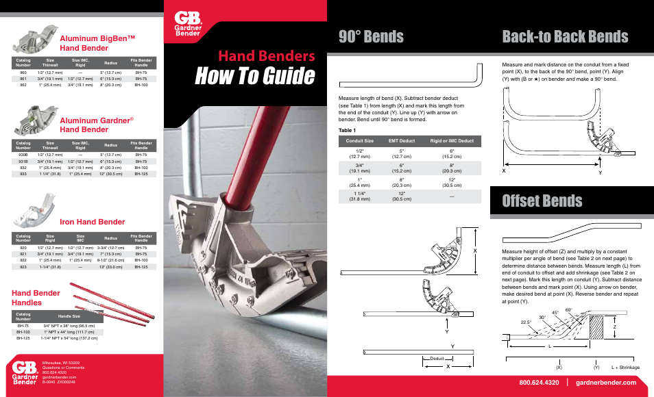 Gardner Bender Hand Benders How To Guide User Manual | 2 pages