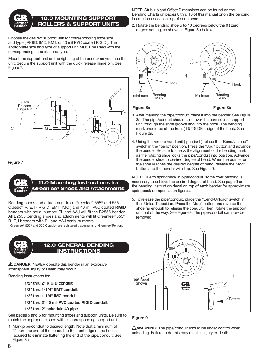 Gardner Bender B2555 Series Electric Sidewinder Bender User Manual | Page 6 / 12