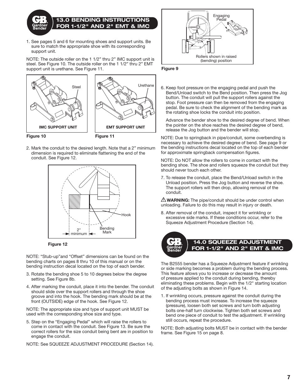 Gardner Bender B2555 Series Electric Sidewinder Bender User Manual | Page 7 / 12