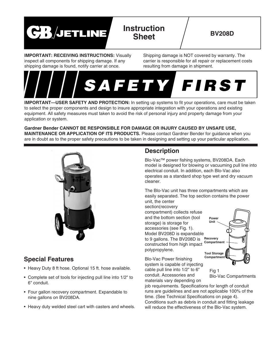 Gardner Bender BV208D User Manual | 4 pages