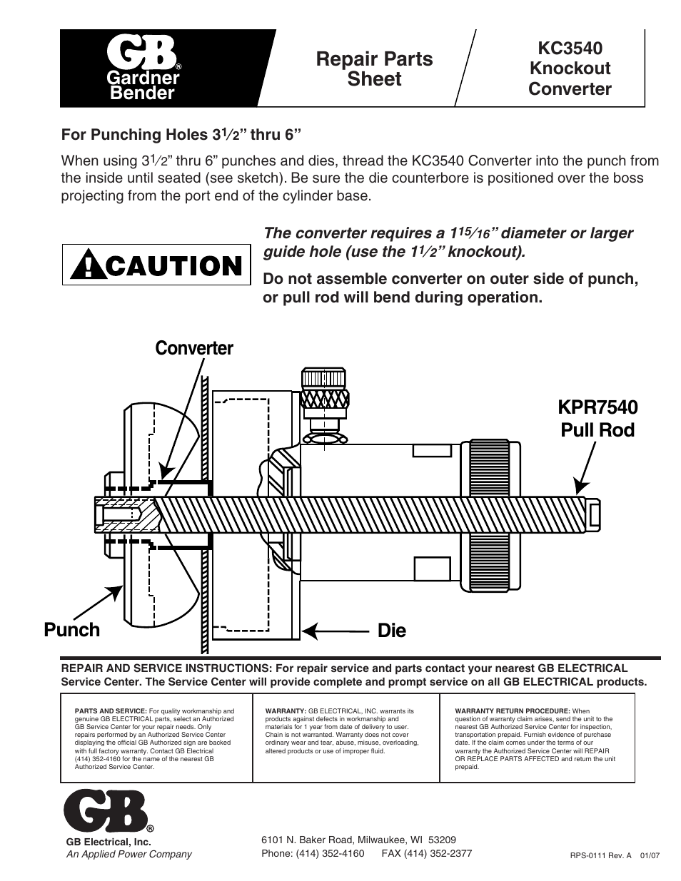 Gardner Bender KC3540 Knockout Converter User Manual | 1 page