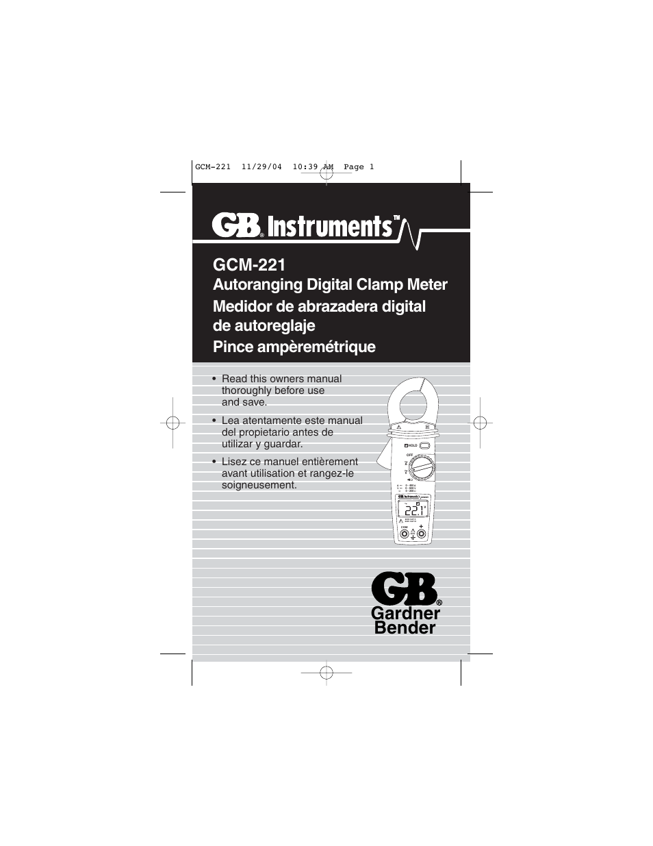 Gardner Bender GCM-221 Auto Clamp-On Multimeter User Manual | 26 pages