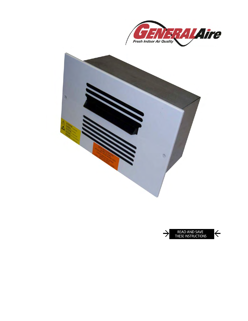 GeneralAire Remote Wall Blower User Manual | 10 pages