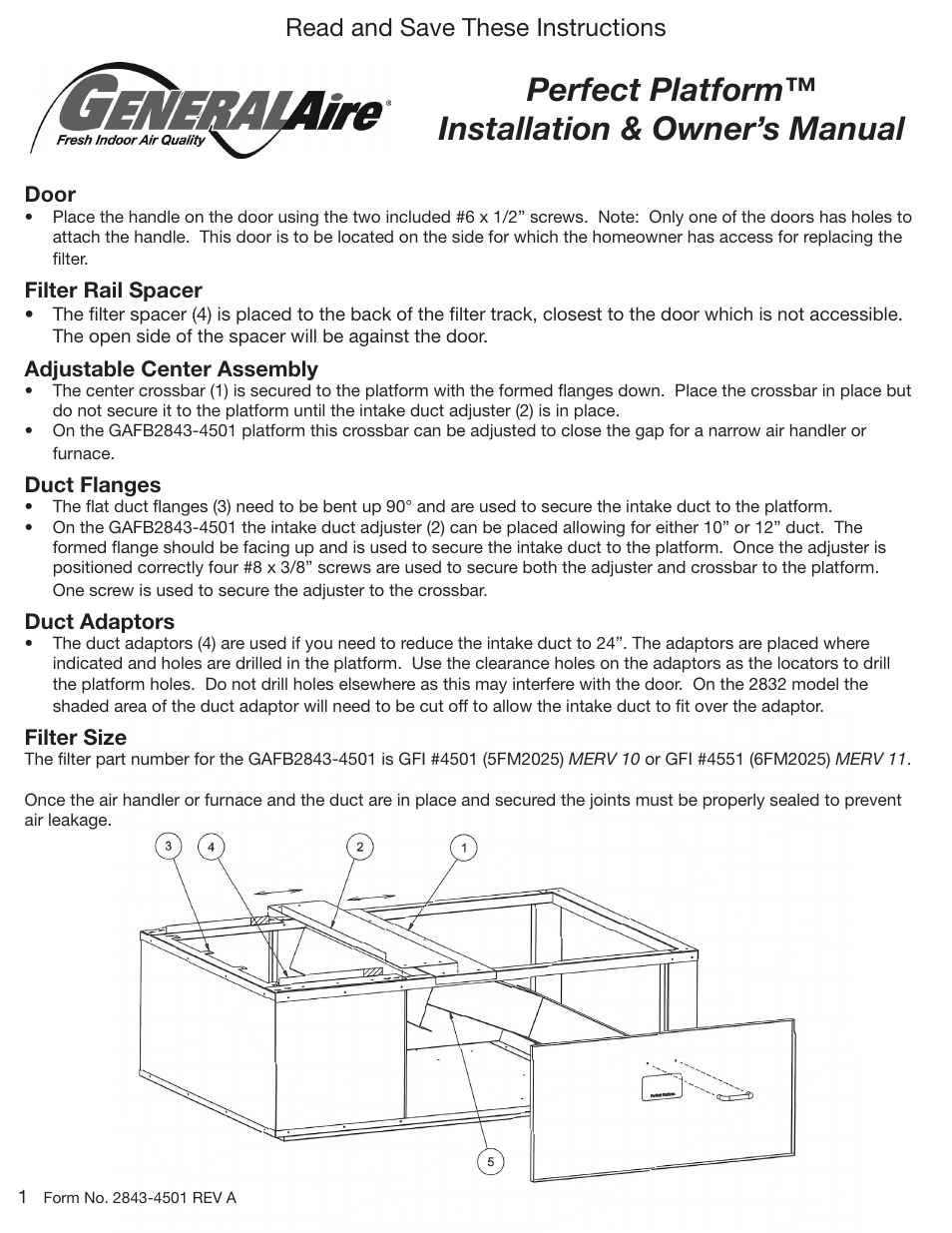 GeneralAire Perfect Platform User Manual | 1 page