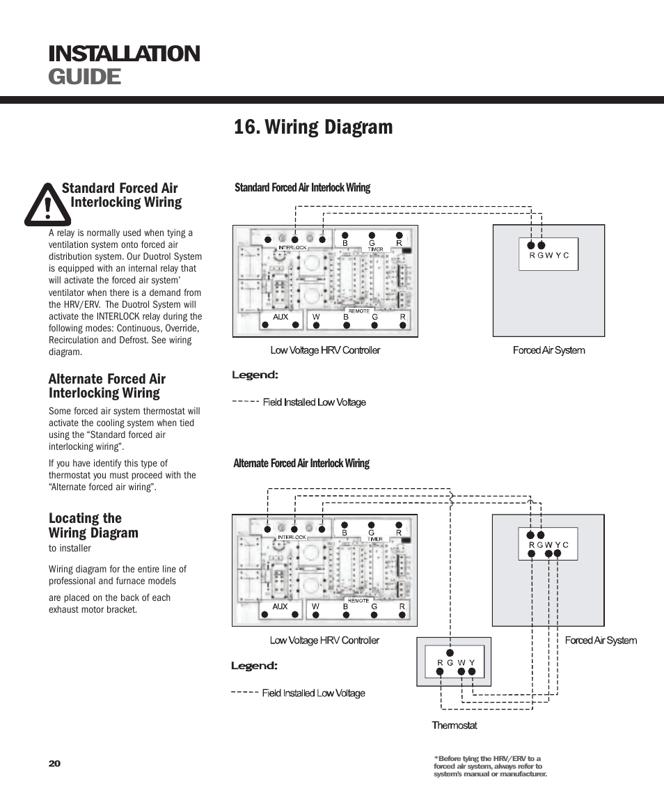 Installation guide, Wiring diagram | GeneralAire ERV 3220 User Manual | Page 20 / 22