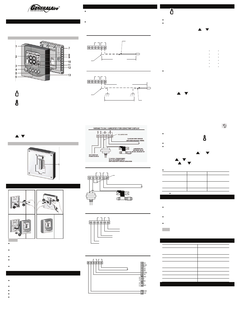GeneralAire E2 User Manual | 1 page