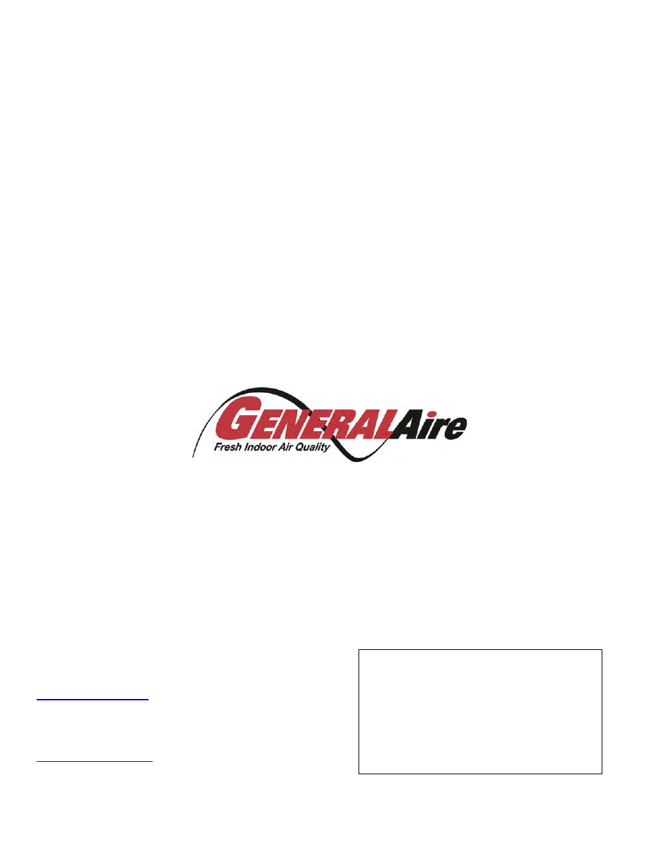 GeneralAire GFX50 User Manual | Page 12 / 12