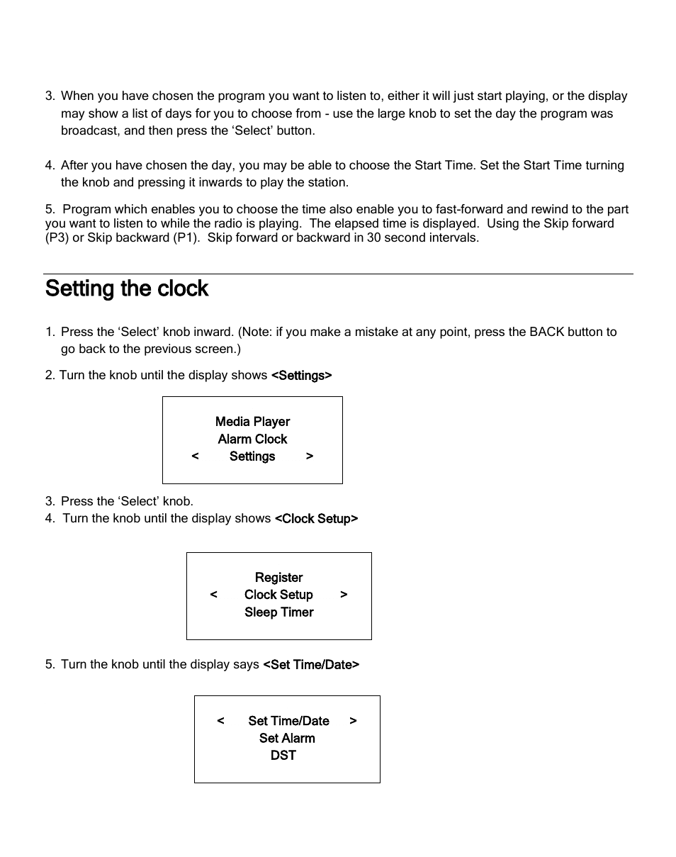 Setting the clock | Grace Digital GDI-IRA500 Solo User Manual | Page 22 / 47