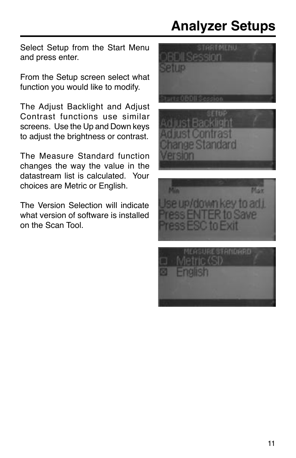 Analyzer setups | GxT Ferret 31 Scan Tool User Manual | Page 11 / 16