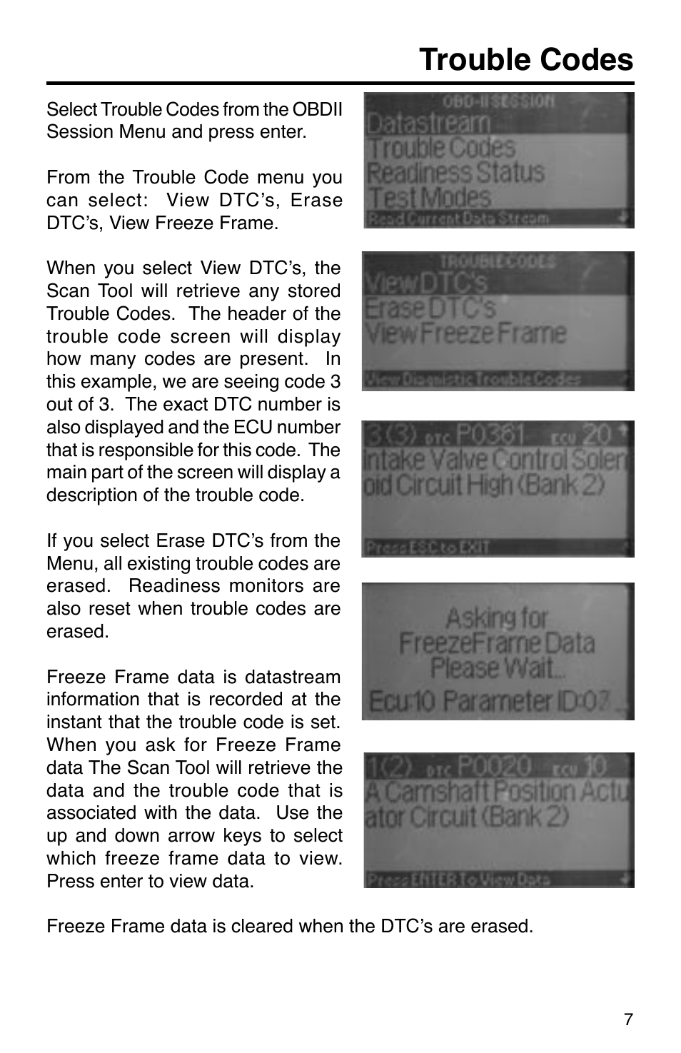 Trouble codes | GxT Ferret 31 Scan Tool User Manual | Page 7 / 16