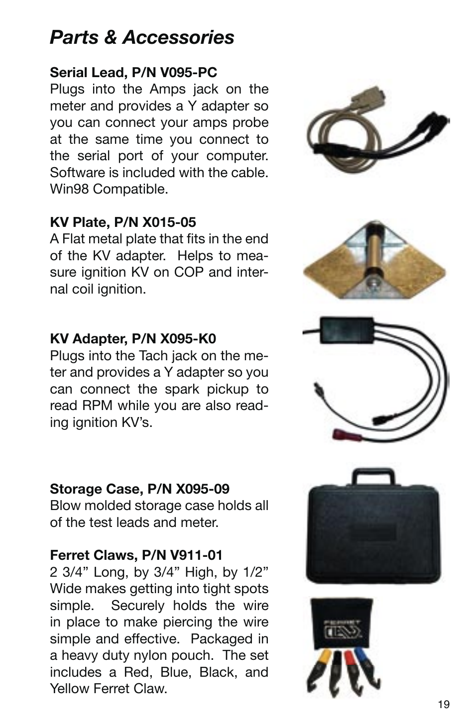 Parts & accessories | GxT V095-01 Automotive Analyzer User Manual | Page 19 / 24