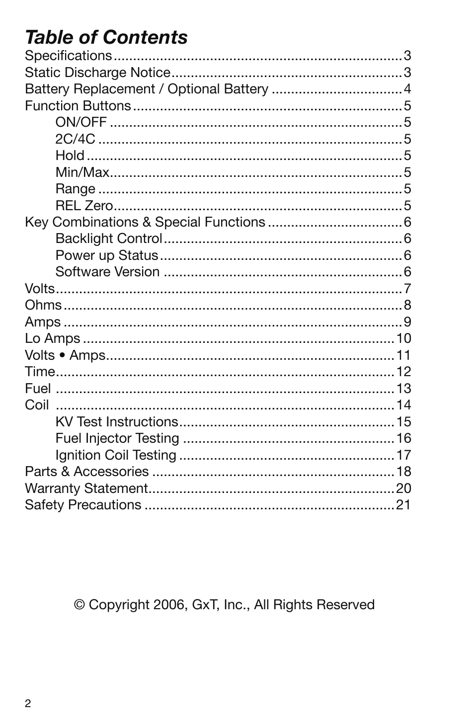 GxT V095-01 Automotive Analyzer User Manual | Page 2 / 24