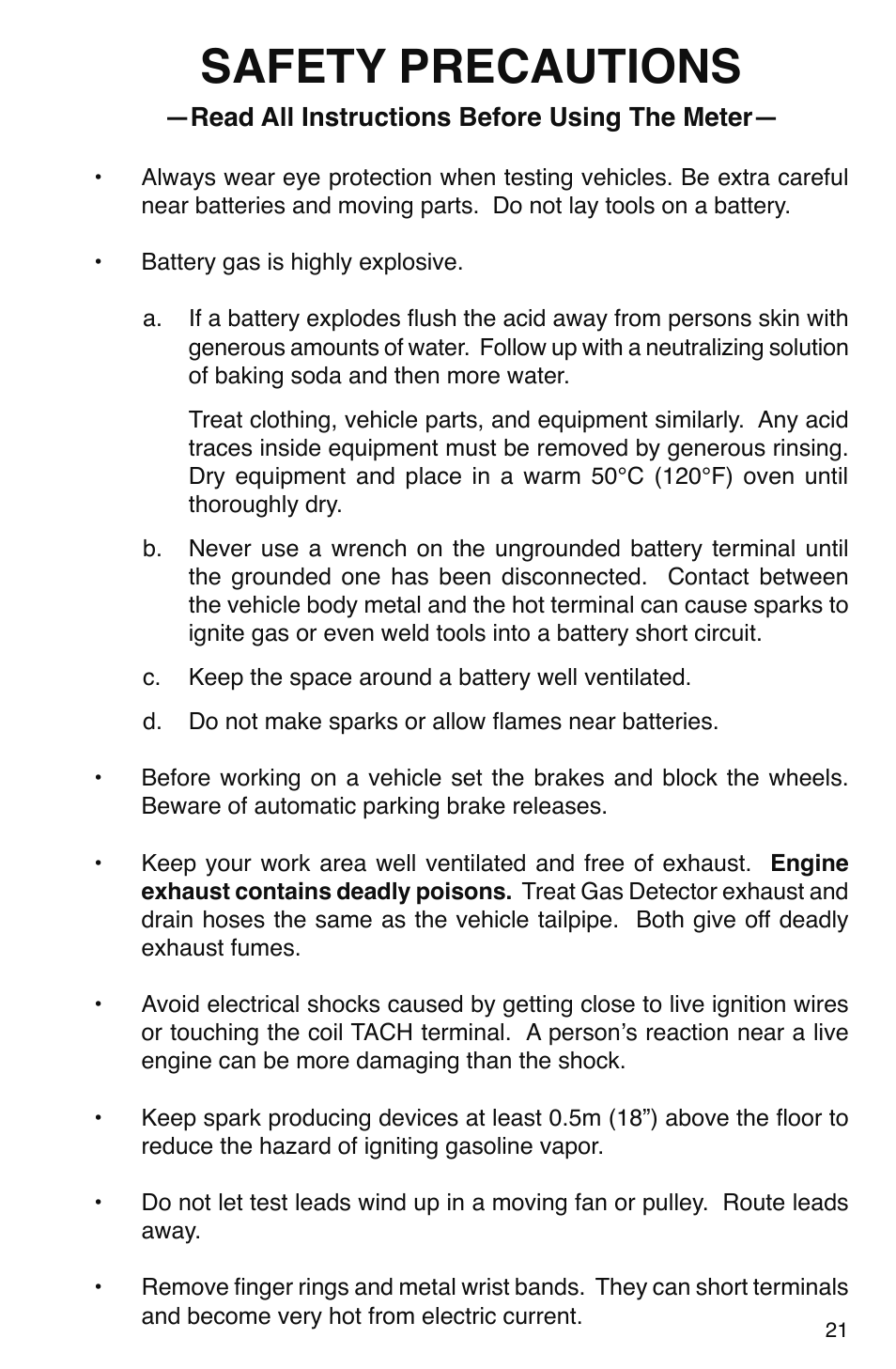 Safety precautions | GxT V095-01 Automotive Analyzer User Manual | Page 21 / 24