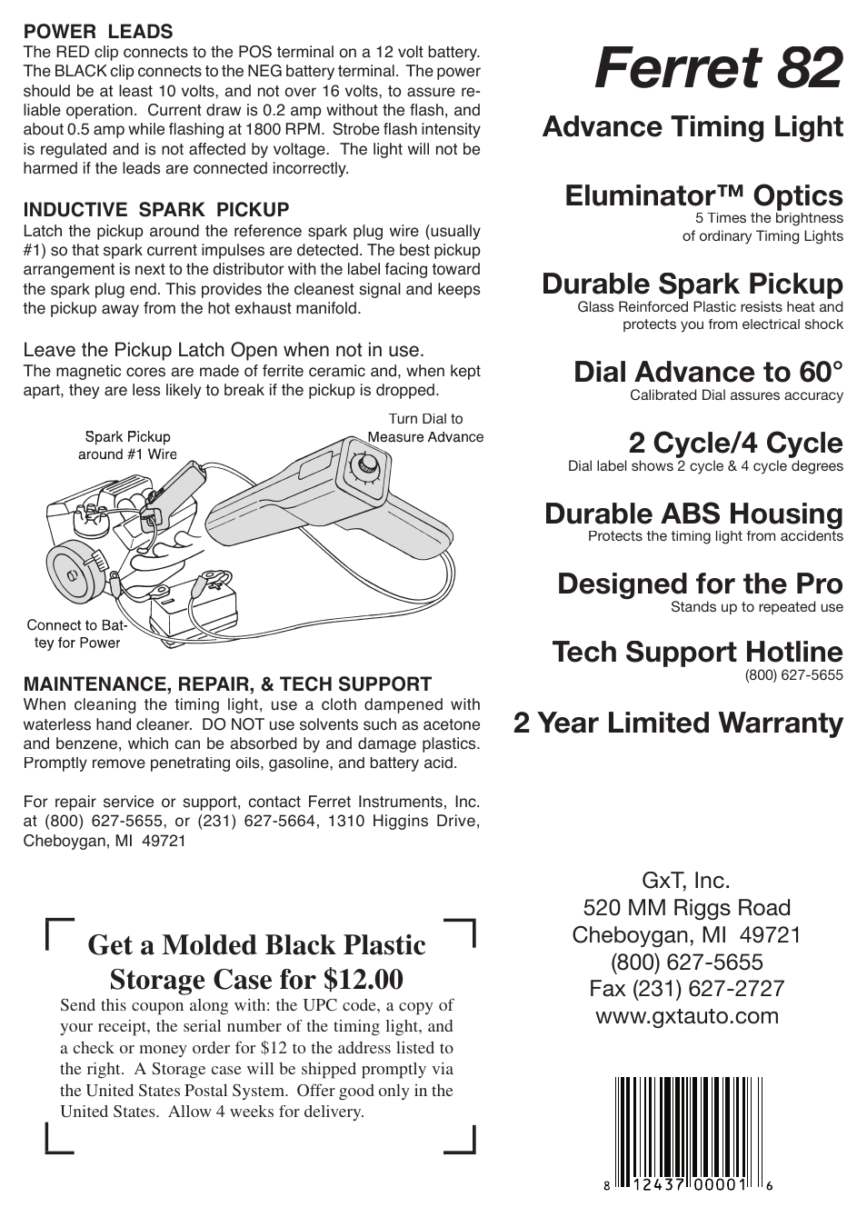 GxT V082-01, Ferret Advance Timing Light User Manual | 2 pages