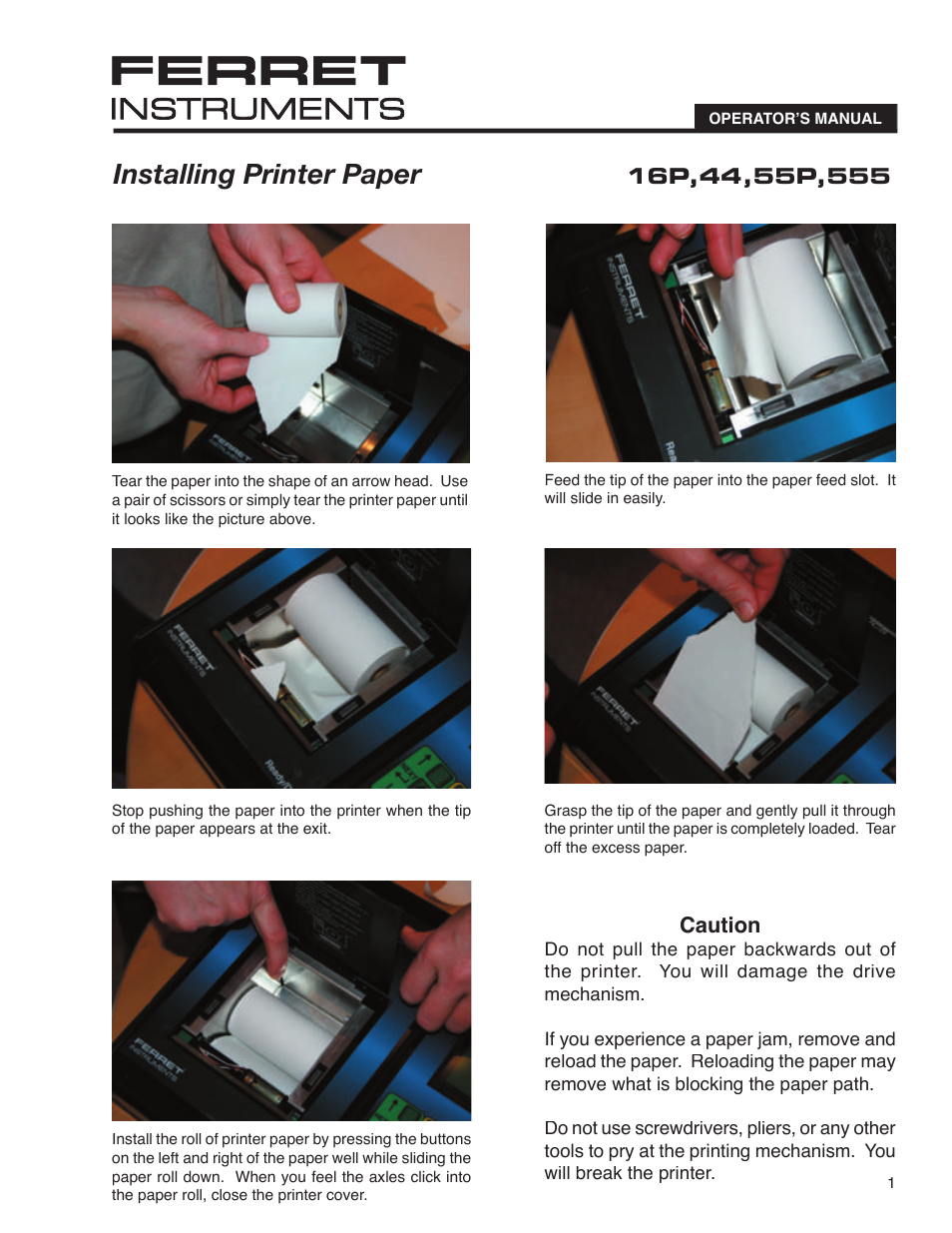 GxT V555-01, Thermal Printer User Manual | 1 page