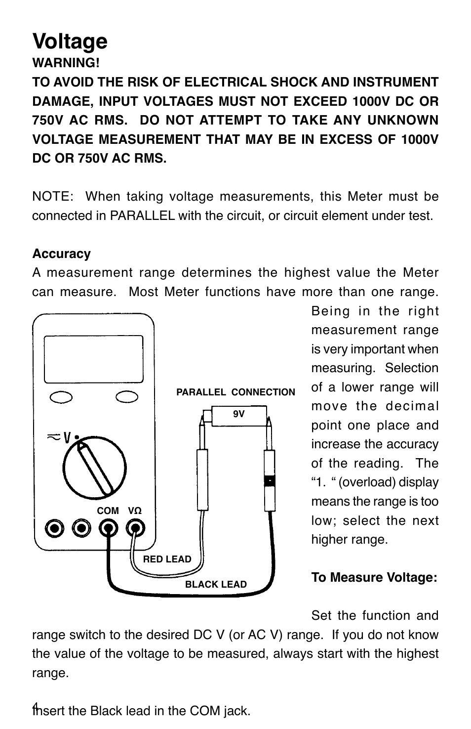 Voltage | GxT Ferret 94 Mulitmeter User Manual | Page 4 / 8