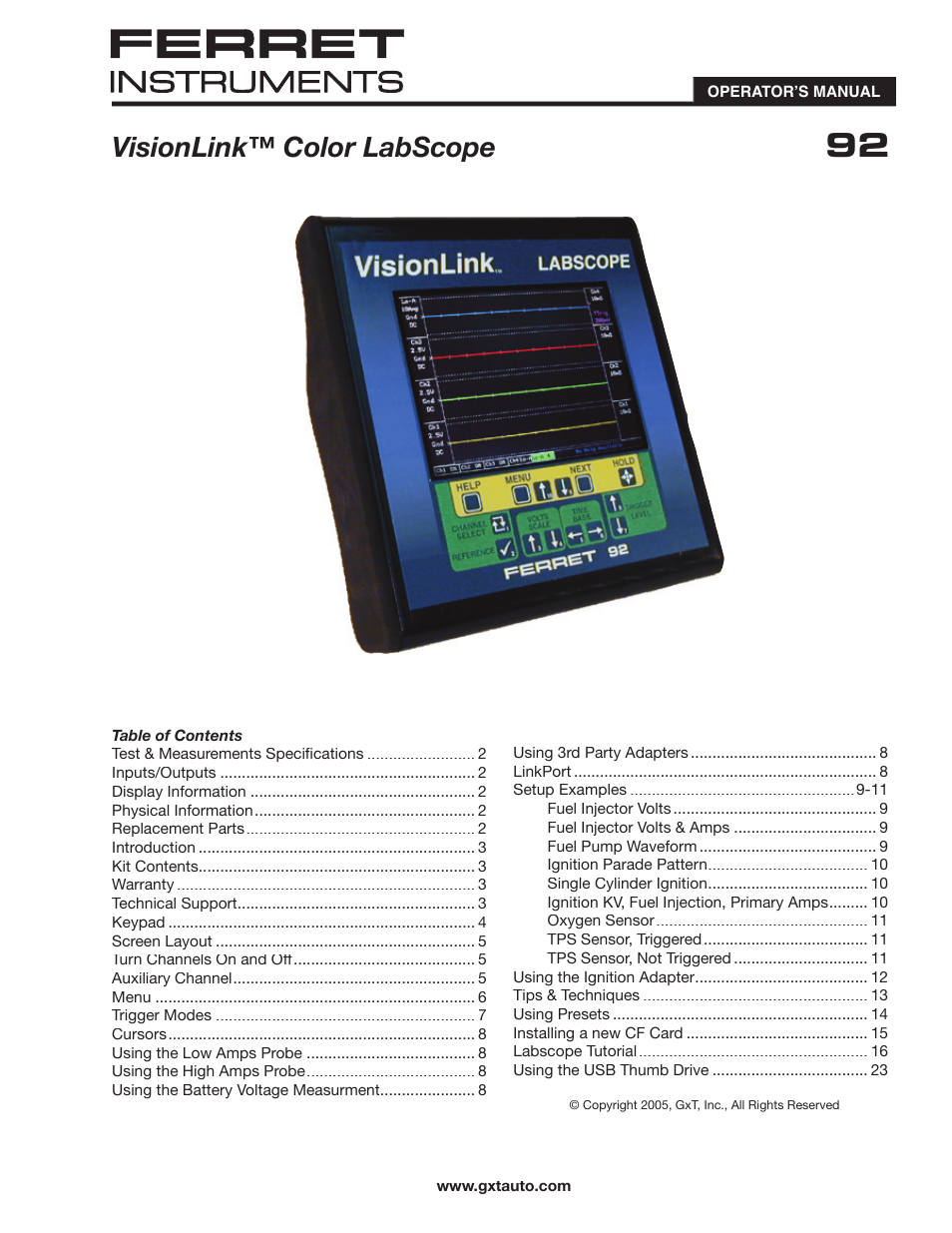 GxT Ferret 92 Color Labscope User Manual | 24 pages