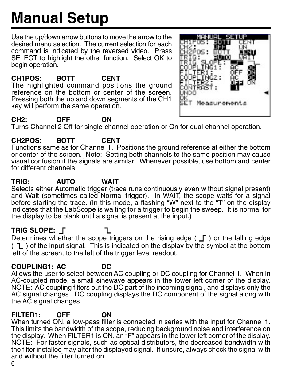 Manual setup | GxT Ferret 91 2-Channel Labscope User Manual | Page 6 / 23