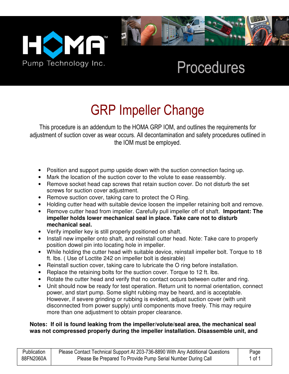 HOMA GRP Impeller Change User Manual | 2 pages