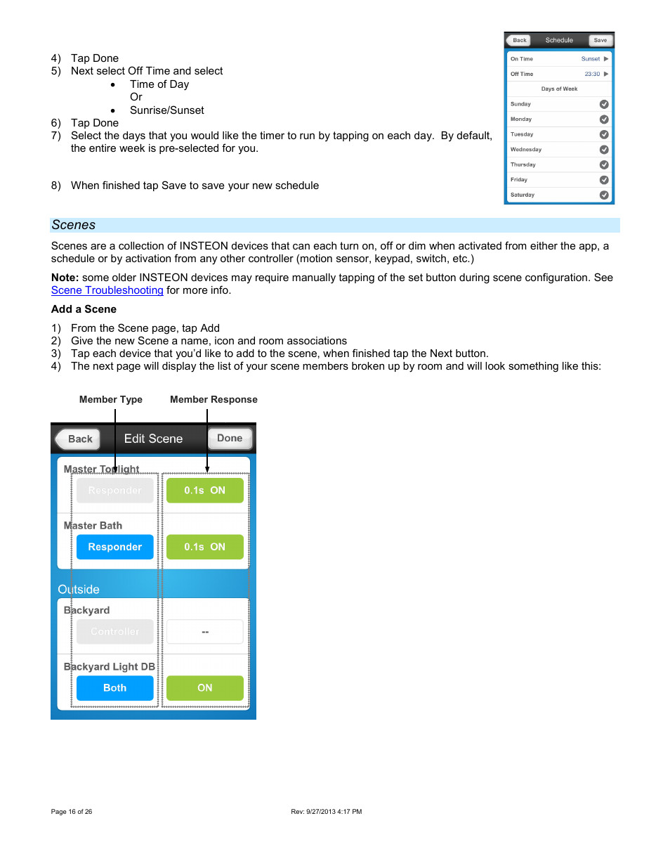 Scenes | INSTEON Hub - 2242-222 (US), 2242-422 (EU), 2242-442 (UK), 2242-522 (AUS/NZ) Manual User Manual | Page 16 / 26