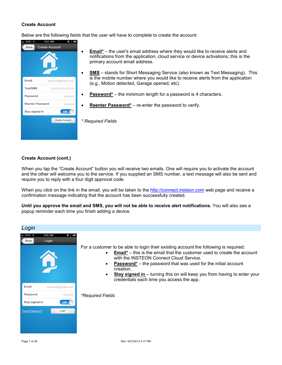 Login | INSTEON Hub - 2242-222 (US), 2242-422 (EU), 2242-442 (UK), 2242-522 (AUS/NZ) Manual User Manual | Page 7 / 26