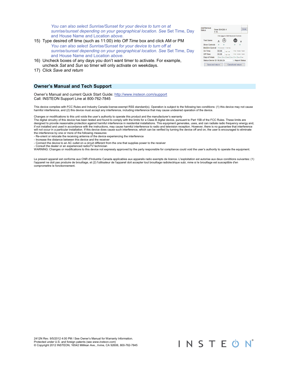 Owner’s manual and tech support | INSTEON SmartLinc (2412N) Quick Start User Manual | Page 3 / 3