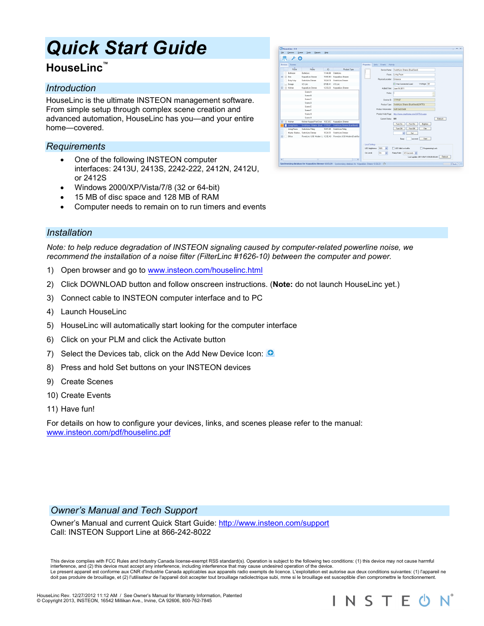 INSTEON HouseLinc Quick Start User Manual | 1 page