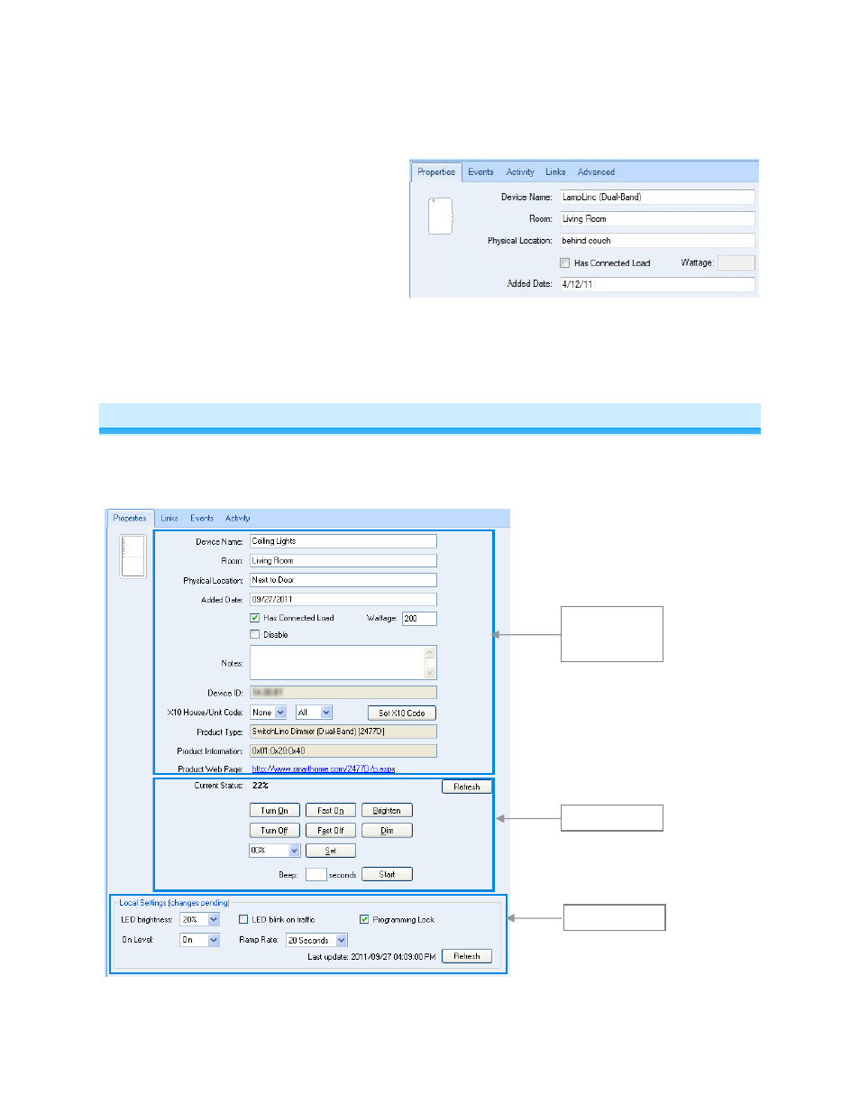 Insteon device properties | INSTEON HouseLinc Manual User Manual | Page 8 / 28