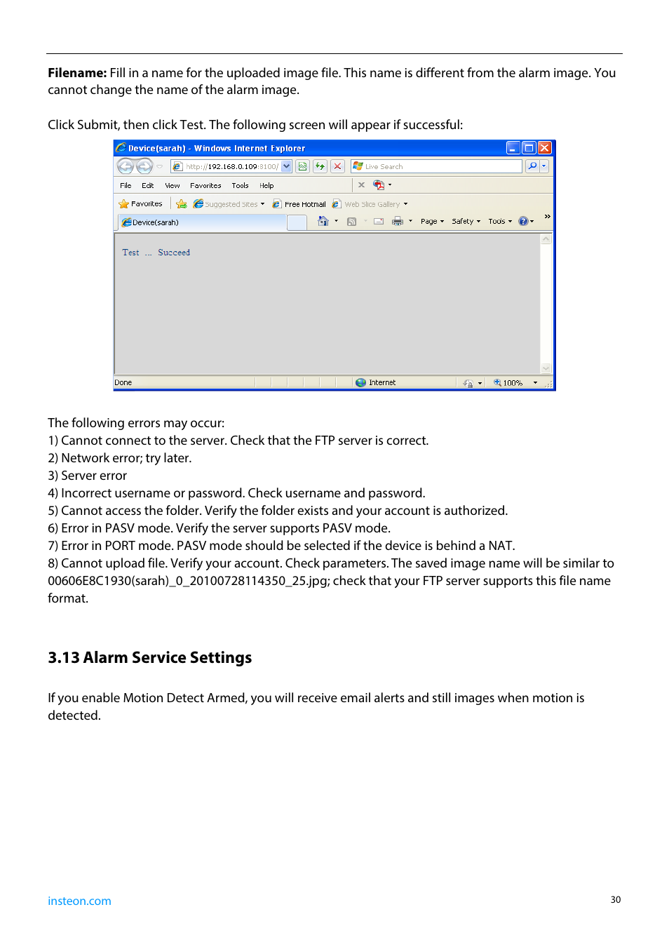 13 alarm service settings | INSTEON 75790, 75790WH Manual User Manual | Page 32 / 46