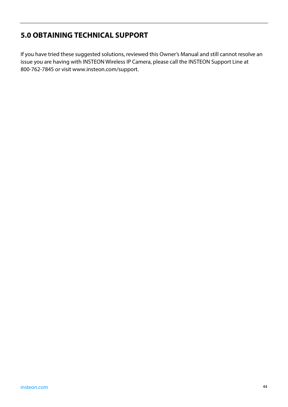 0 obtaining technical support | INSTEON 75790, 75790WH Manual User Manual | Page 46 / 46